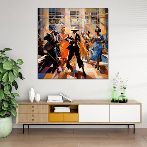 The Castle Decor Modern Abstract Dance Painting with Frame Big Size (24X24) Wall Art for Living Room, Bedroom, Drawing Room, Hotels-Wooden Framed-Digital Painting - Image 1