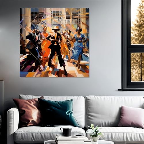 The Castle Decor Modern Abstract Dance Painting with Frame Big Size (24X24) Wall Art for Living Room, Bedroom, Drawing Room, Hotels-Wooden Framed-Digital Painting - Image 3