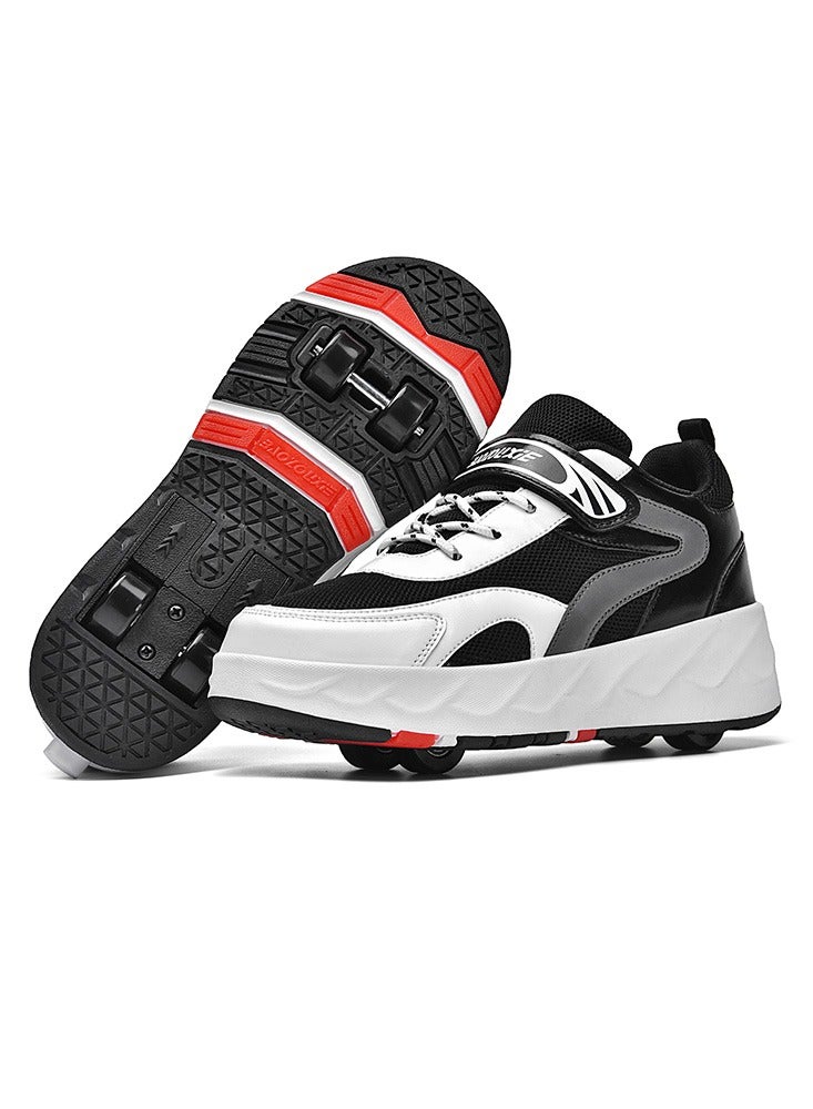 Kids Roller Skates Shoes 4 Wheels Roller Shoes Boys Girls Wheel Shoes Roller Sneakers Shoes for Beginner More Balanced - Image 1