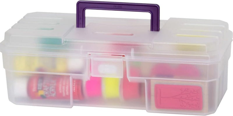 AkroMils 12-Inch ProBox Plastic Art Supply, Hobby or Craft Storage Toolbox, Model 09912CLPUR, (12-Inch x 5-1/2-Inch x 4-Inch), Clear - Image 1