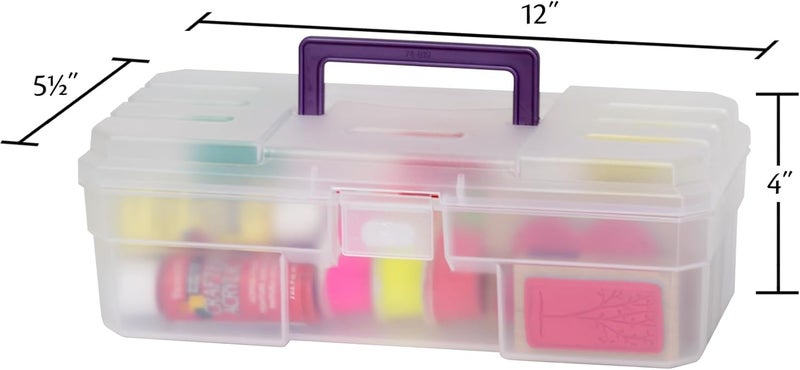 AkroMils 12-Inch ProBox Plastic Art Supply, Hobby or Craft Storage Toolbox, Model 09912CLPUR, (12-Inch x 5-1/2-Inch x 4-Inch), Clear - Image 3