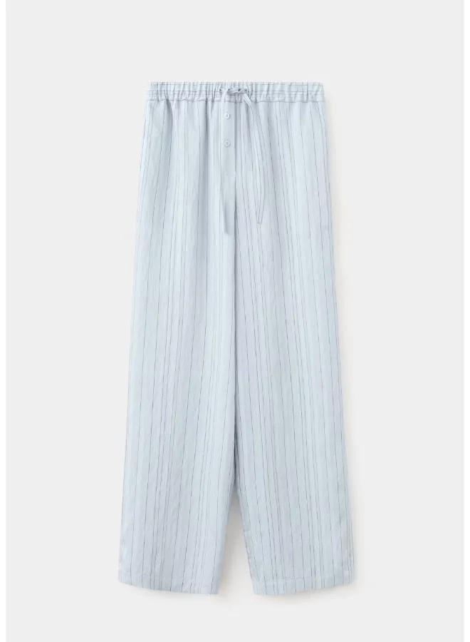 Mango 52-AZUL Straight Striped Trousers for Women | Best Price UAE