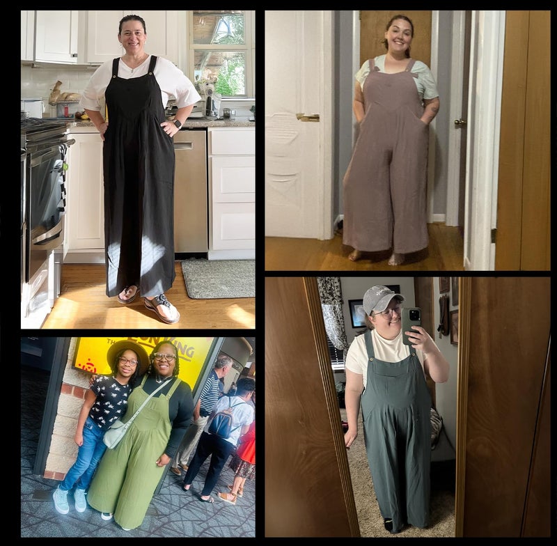 OLRIK Plus Size Fall Outfits for Women Wide Leg Jumpsuit Loose Fit Teacher Wear Black-3X - Image 4