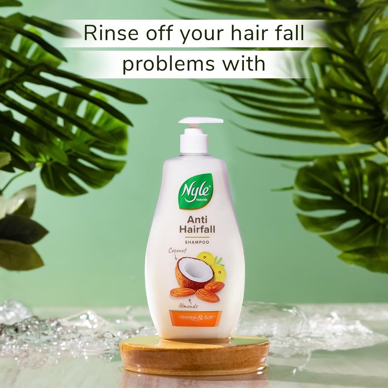 Nyle Naturals AntiHairfall Shampoo For Hairfall Control With Coconut Milk Badam and Amla Gentle Soft Shampoo For Men Women 800ml - Image 3