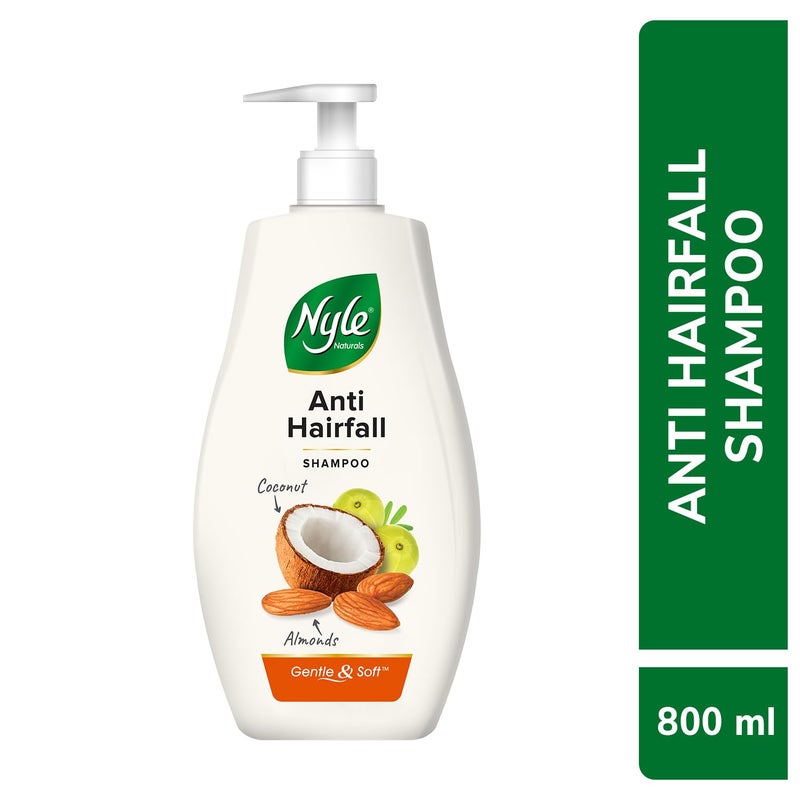Nyle Naturals AntiHairfall Shampoo For Hairfall Control With Coconut Milk Badam and Amla Gentle Soft Shampoo For Men Women 800ml - Image 2