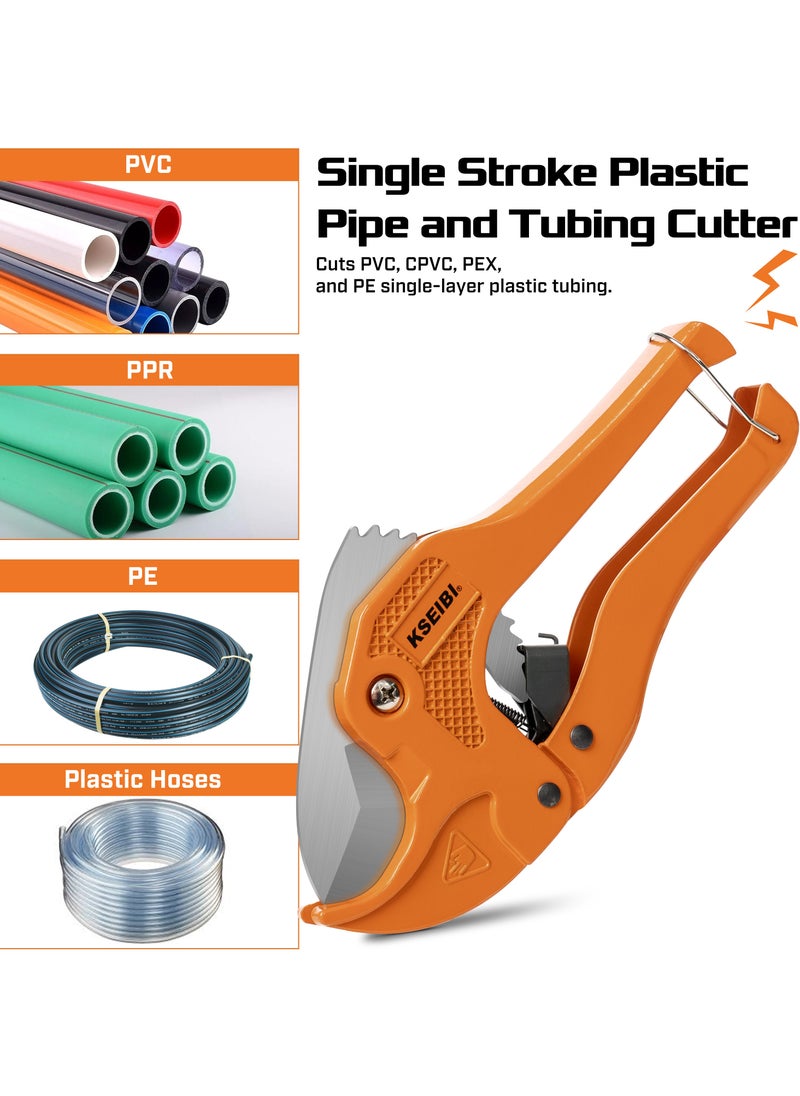 KSEIBI PVC Pipe Cutting Machine, Cuts up to 42 mm, Ratchet Pipe Cutter Heavy-Duty, Tubes Metal Cutter, Metal Shears, Soft PVC Plumbing Tools, Plastic Pipe Cutter, PEX Pipe Cutter - Suitable for Home Working and Plumber.  - Image 5