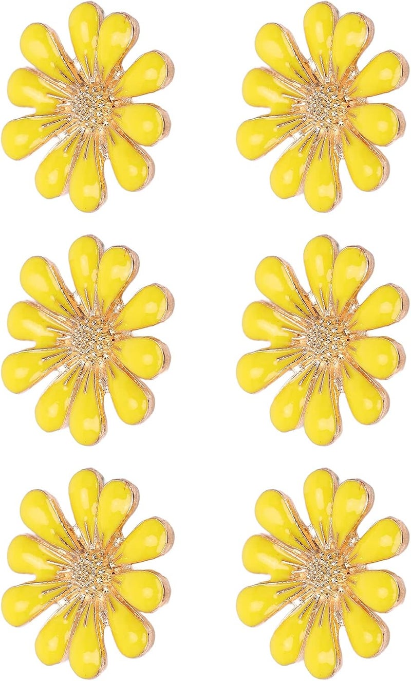 30 Pcs Rhinestone Appliques Sun Flower Butterfly Design, Alloy Resin DIY Hair Shoe Bag Decoration Accessories with Metal Nail Clips for Women Girls Crafting (1.8cm Yellow Daisy) - Image 2