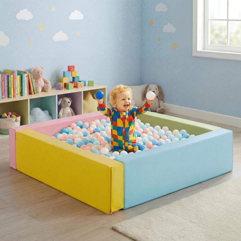 Arrowbash 433 x 118 PU Leather Baby Foam Soft Playpen Ball Pool Soft Rectangle Climbing Blocks Play Pit for Kids Indoor Outdoor Large Game Ball Toddlers Game Activity Pit Balls Not Included - Image 3