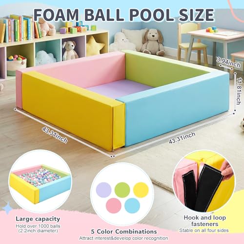 Arrowbash 433 x 118 PU Leather Baby Foam Soft Playpen Ball Pool Soft Rectangle Climbing Blocks Play Pit for Kids Indoor Outdoor Large Game Ball Toddlers Game Activity Pit Balls Not Included - Image 5