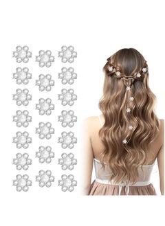 Oasisgalore 20 Pcs Rhinestone Flower Hair Clips, Cute Mini Non-Slip Claw Clips with Pearl Decorations, Hair Barrettes for Girls  - Image 1