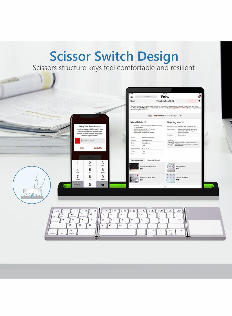 Y&D Foldable Bluetooth Keyboard, Wireless Keyboard with Touchpad - Image 3