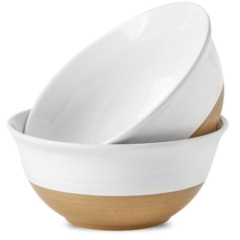 Hasense Serving Bowls 9 Inch Ceramic Salad Dish for Kitchen 84 Ounce Large Mixing Bowls for Cooking Side Dishes Baking Popcorn White Serving Dishes Set of 2 Dishwasher Microwave Safe