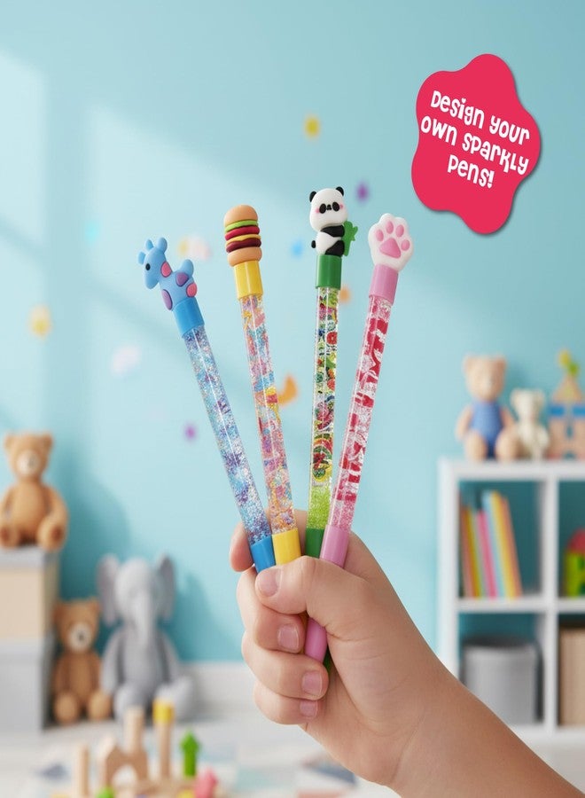 DINO MINI My Sparkly Pens - DIY Pen Creation Set with 7 Custom Decorations and 4 Toppers - Creative Art and Craft Kits for Kids - DIY Crafts for Kids - Back to School Gifts for Tweens - Image 3