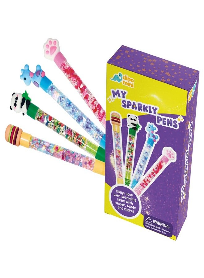 DINO MINI My Sparkly Pens - DIY Pen Creation Set with 7 Custom Decorations and 4 Toppers - Creative Art and Craft Kits for Kids - DIY Crafts for Kids - Back to School Gifts for Tweens - Image 1