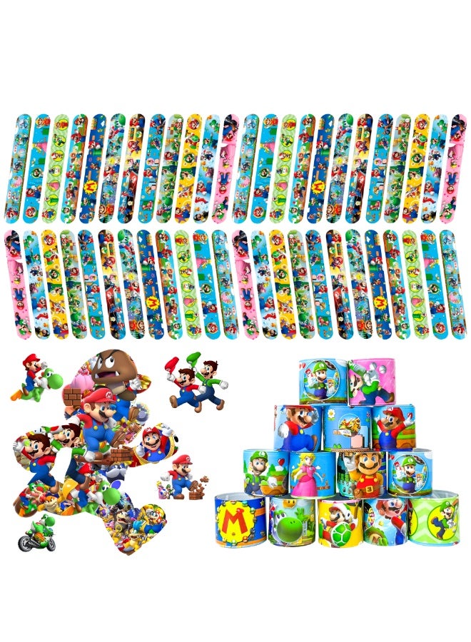 ماريو 90 قطعة من أساور ماريو سلاب، 40 قطعة من أساور سوبر ماريو و50 قطعة من الملصقات الملونة هدايا حفلات ماريو - Image 1
