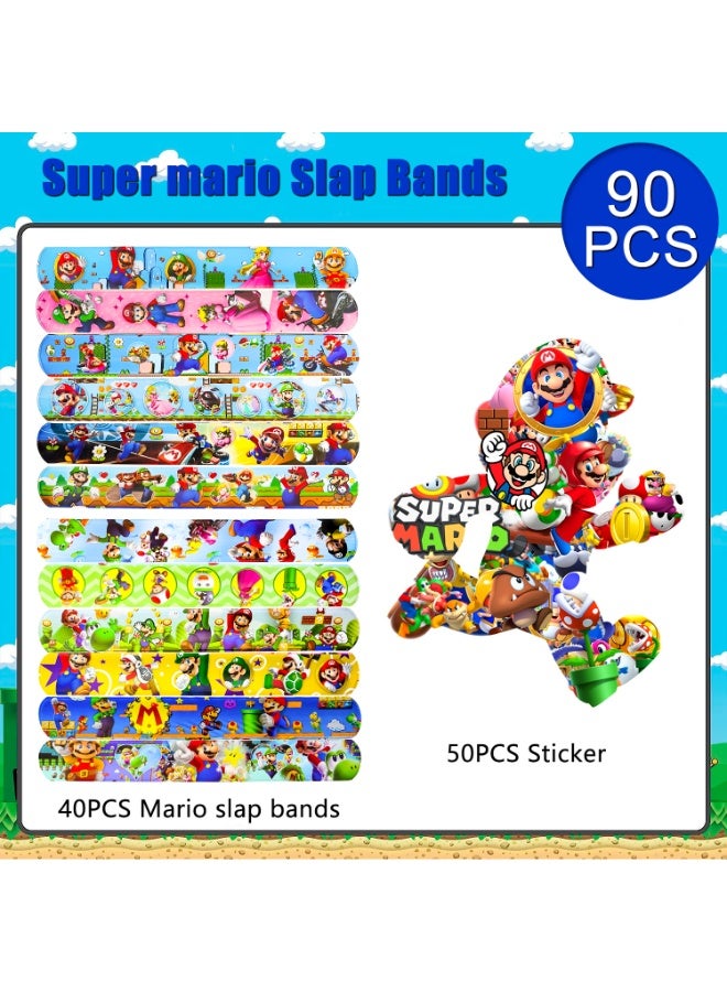 ماريو 90 قطعة من أساور ماريو سلاب، 40 قطعة من أساور سوبر ماريو و50 قطعة من الملصقات الملونة هدايا حفلات ماريو - Image 2