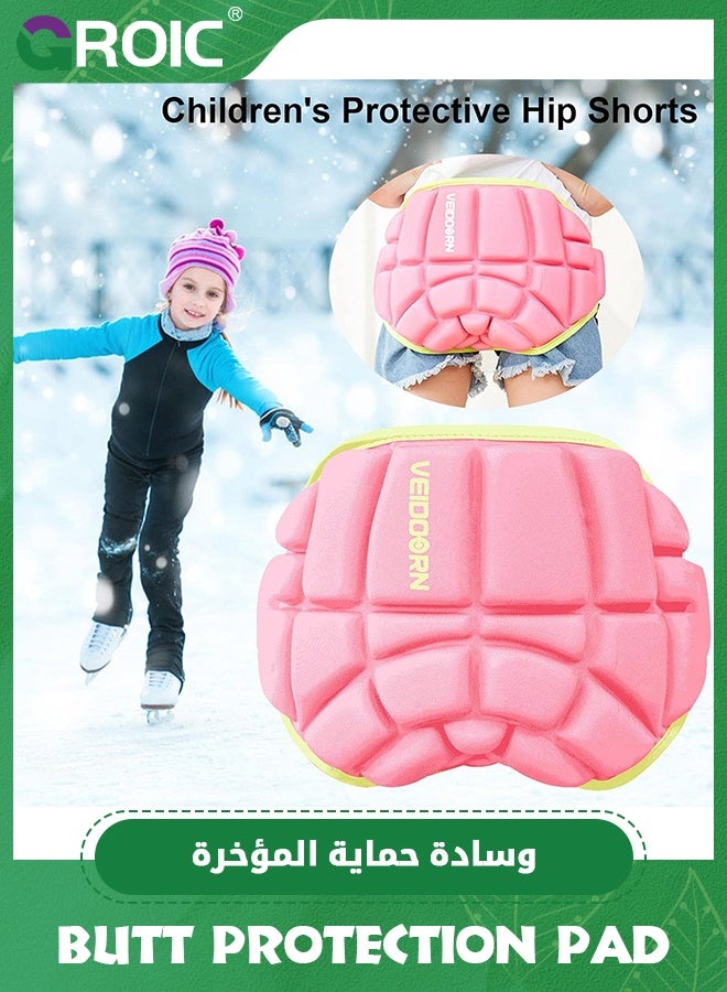 GROIC Sports Protection Pad for Kids, Protective Pad Sports Hip Pad Pads for Skating Roller Hockey Pants Kids Skate Pads Impact Shorts for 4-10 Years Old - Pink  - Image 2