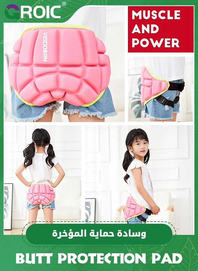 GROIC Sports Protection Pad for Kids, Protective Pad Sports Hip Pad Pads for Skating Roller Hockey Pants Kids Skate Pads Impact Shorts for 4-10 Years Old - Pink  - Image 5