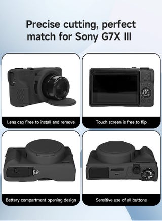 Premium Soft Silicone Protective Case with Removable Lens Cover for Canon Powershot G7X Mark III Digital Camera - Washable, Lightweight, and Stylish Protection (Black) - view 4