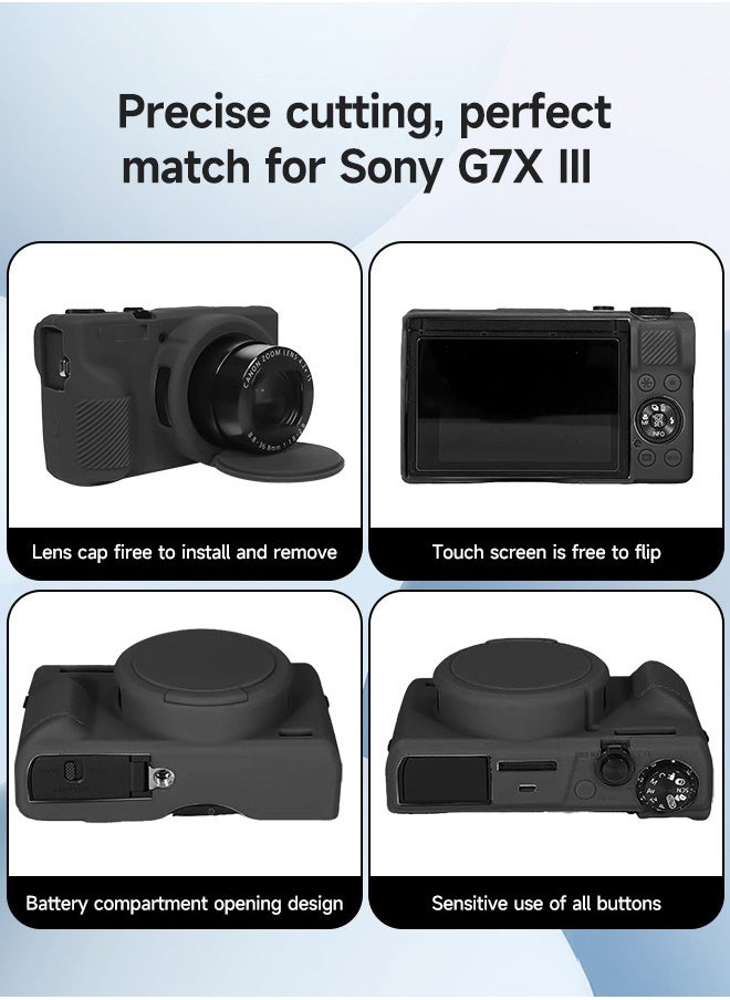 Tersely Premium Soft Silicone Protective Case with Removable Lens Cover for Canon Powershot G7X Mark III Digital Camera - Washable, Lightweight, and Stylish Protection (Black)  - Image 4