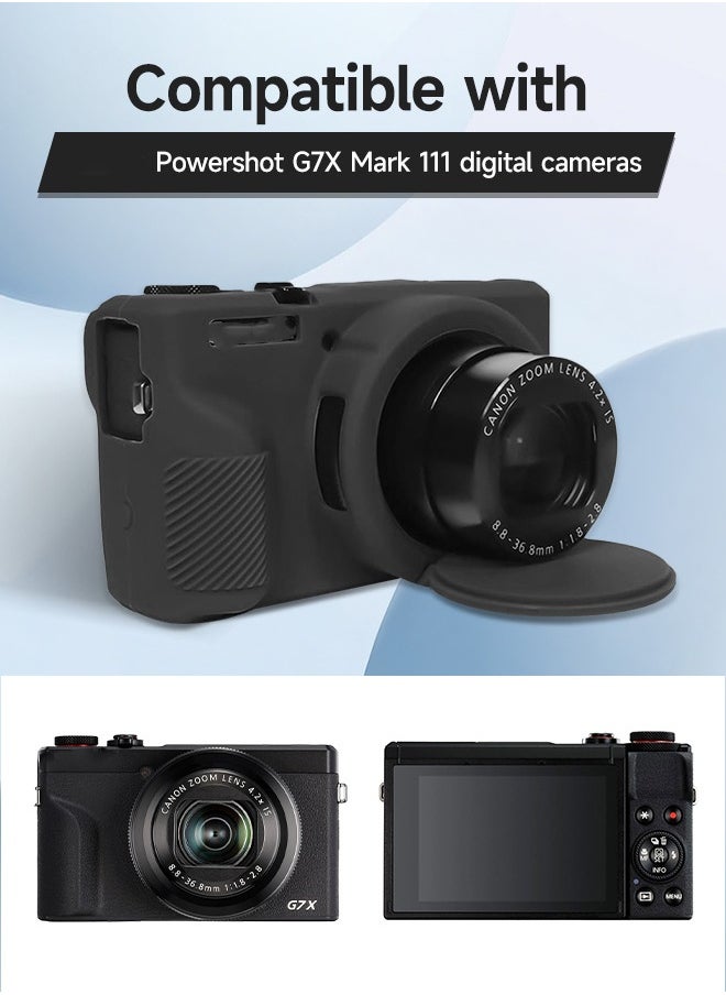 Tersely Premium Soft Silicone Protective Case with Removable Lens Cover for Canon Powershot G7X Mark III Digital Camera - Washable, Lightweight, and Stylish Protection (Black)  - Image 2