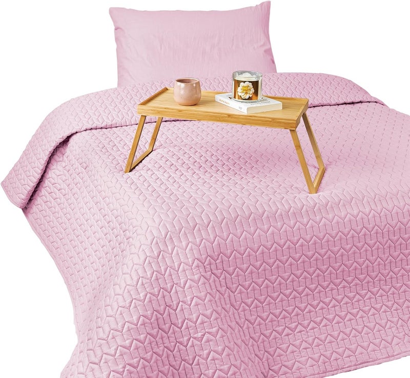 طقم كوفرتة كبتونيه سنجل 180x240 مع 1 خدادية 50x70 قطن 100% من المأمون، روز, كامل - Image 1
