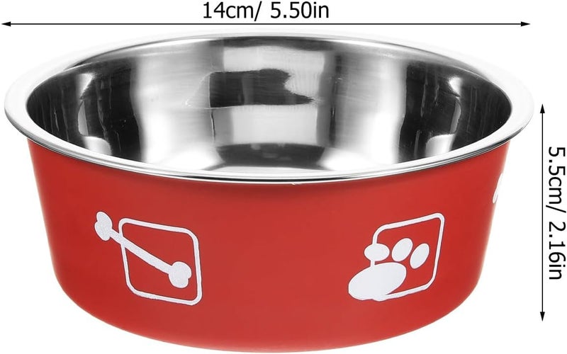 Stainless Steel Dog Feeding Bowl M Size Red Brick Non-Skid Pet Food and Water Dish Spill-Resistant Puppy Feeder for Home Use - Image 2