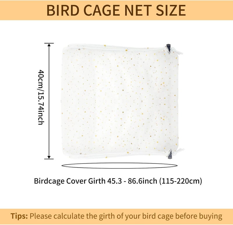LYMOI Bird Cage Cover, Birdcage Nylon Mesh Net Cover, Bird Cage Seed Catcher, Universal Birdcage Cover, Birdcage Nylon Mesh Net Cover Skirt Guard for Parakeet Macaw African Round Square Cage. (White) - Image 2