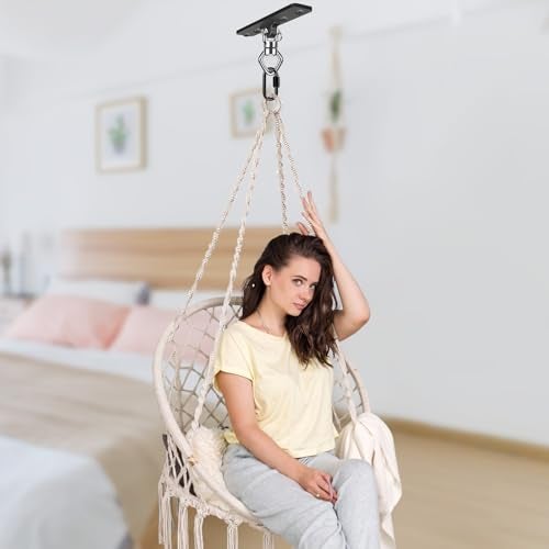 BeneLabel Ceiling Mount Swing Hanger with Bearing 900 LB Capacity Heavy Bag Hanger Stainless Steel Hanging Chair Mount 360 Swing Hardware for Aerial Silks Punching Bag Gymnast Ring - Image 5