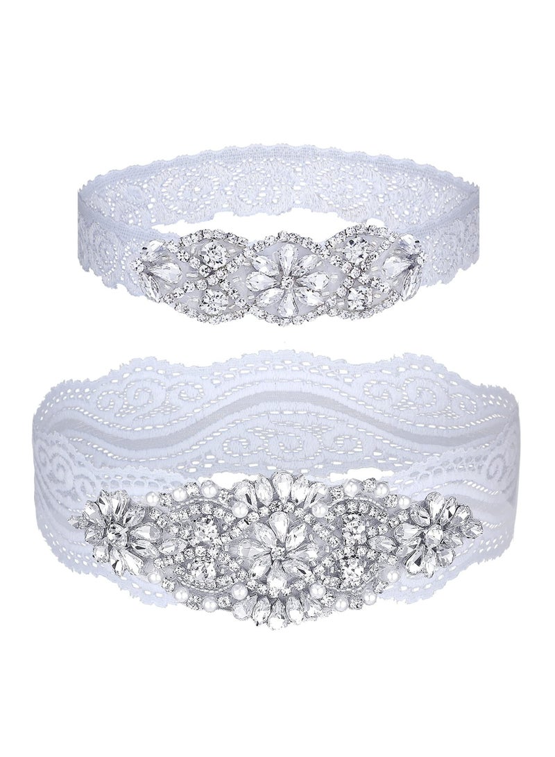 KASTWAVE Bling Crystal Wedding Garters, with Non-Slip Silicone, Stretch Lace Bridal Garter for Bride, Wedding Garter Elasticated, Soft Lace Garter, Bridal Wedding Accessories, Bride to be Gifts - Image 4