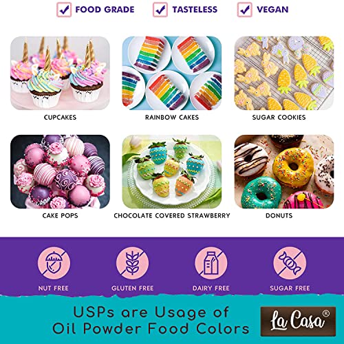 La Casa Oil Powder Food Color-RED+BLUE+GREEN+YELLOW+ORANGE+GREY | Highly Concentrated Edible Color | 10mlx6 | - Image 2