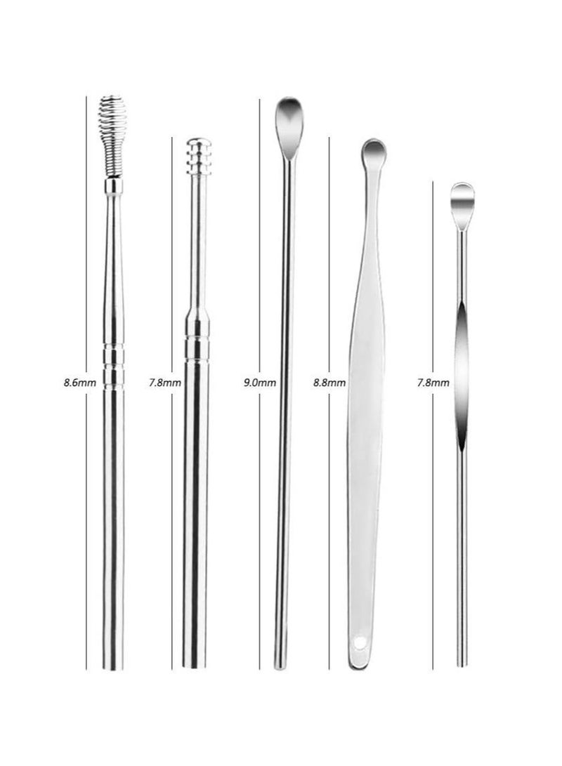 6-Piece Earwax Removal Tool Set - Stainless Steel with Leather Case - Image 5