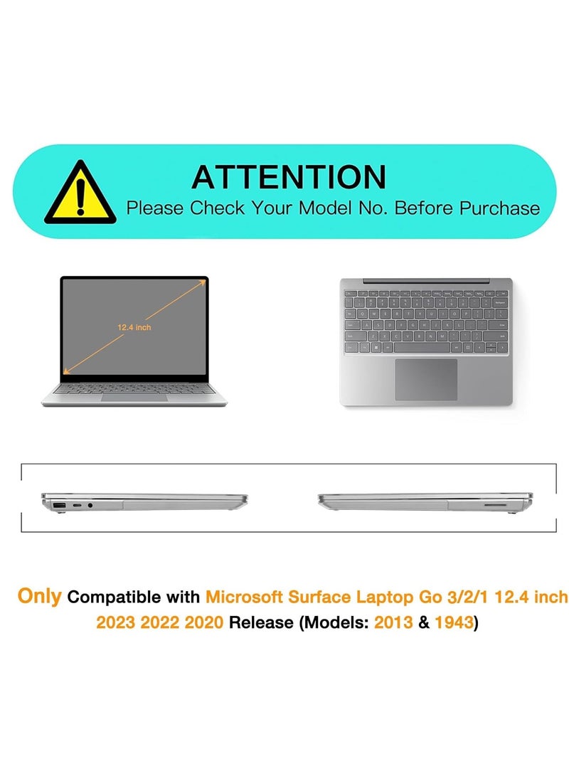 Case Only Compatible with Microsoft Surface Laptop Go 3/2/1 12.4 Inch 2023 2022 2020 Release (Models: 2013 1943) Protective Plastic Hard Shell Case Cover (Clear) - Image 2