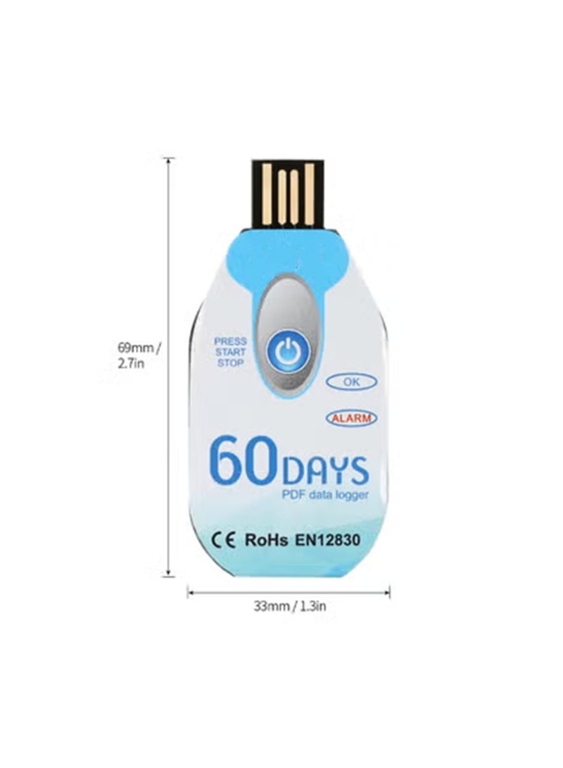 Waterproof USB 2.0 PDF Disposable Temperature Data Logger Blue 2.7 x 1.3inch - Image 3