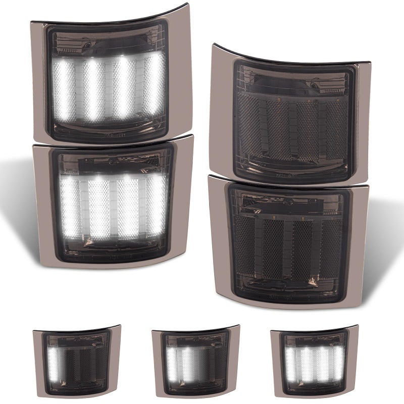 Gempro Sequential White LED Corner Side Marker Turn Signal Lights for Chevy CK 1500 2500 3500 19941998 C10 Pickup Truck Silverado Suburban Tahoe Front Grill Lights 4PCS Smoked Len