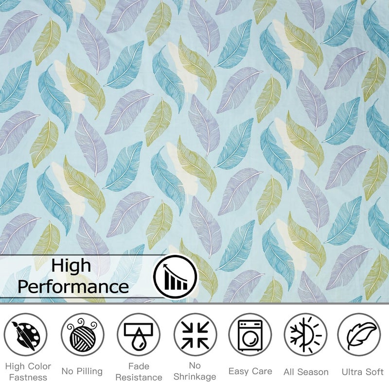 FRESH FROM LOOM فرش سرير من الألياف الدقيقة الناعمة القطنية XXL من لسرير بحجم كينغ | فرش سرير لسرير مزدوج | 200 TC فرش سرير مضاد للحساسية مع 2 غطاء وسادة | مقاوم للبهتان، مطبوع (108x108 بوصة، بانخ أكوا) - Image 4