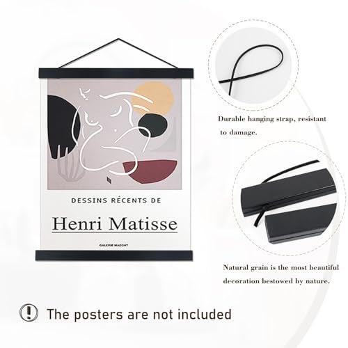 Artmag Magnetic Poster Hanger Frame, 8x10 8x12 8x24 Light Wood Wooden Magnet Canvas Artwork Print Poster Hangers Frames Hanging Kit (Black, 8") - Image 2