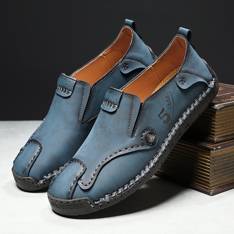 Autum Casual Leather Shoes, Export Large Size Hand-Sewn Beanie Shoes, Men'S Slip-On Slip-Ons - Image 2