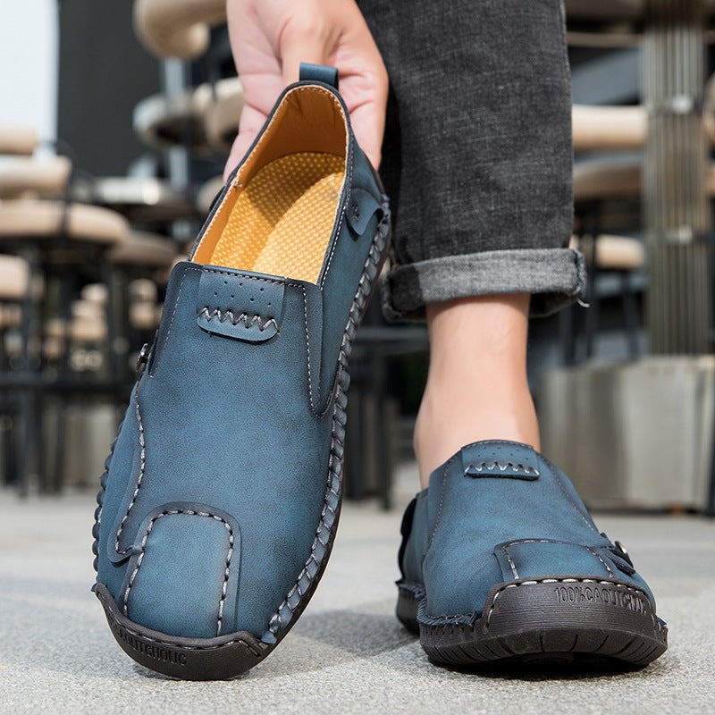 Autum Casual Leather Shoes, Export Large Size Hand-Sewn Beanie Shoes, Men'S Slip-On Slip-Ons - Image 3