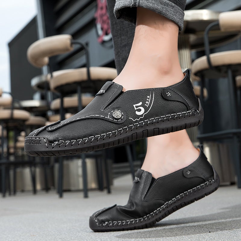 Autum Casual Leather Shoes, Export Large Size Hand-Sewn Beanie Shoes, Men'S Slip-On Slip-Ons - Image 4