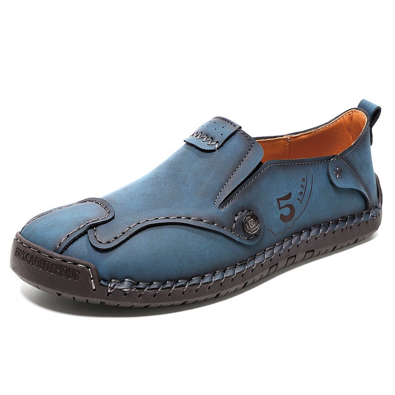 Autum Casual Leather Shoes, Export Large Size Hand-Sewn Beanie Shoes, Men'S Slip-On Slip-Ons - Image 1