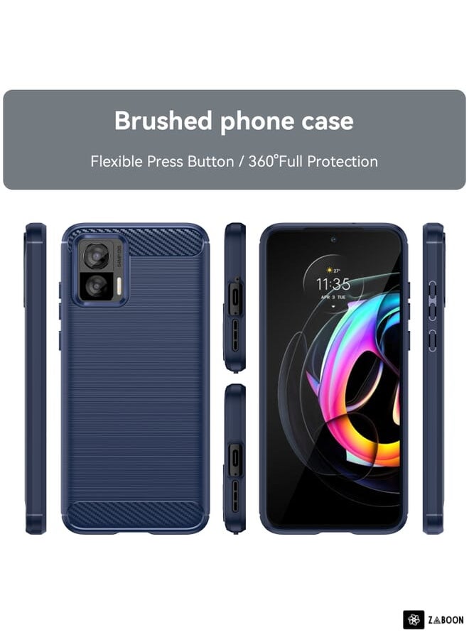 For Motorola Edge 30 Neo Brushed Texture Carbon Fiber TPU Phone Case(Blue)