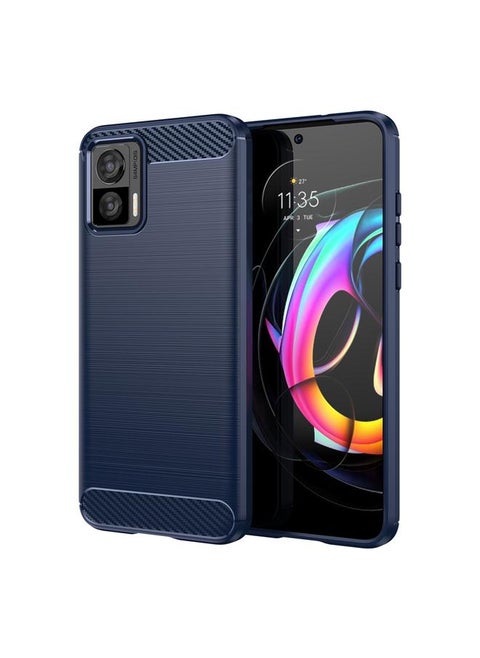 For Motorola Edge 30 Neo Brushed Texture Carbon Fiber TPU Phone Case(Blue)