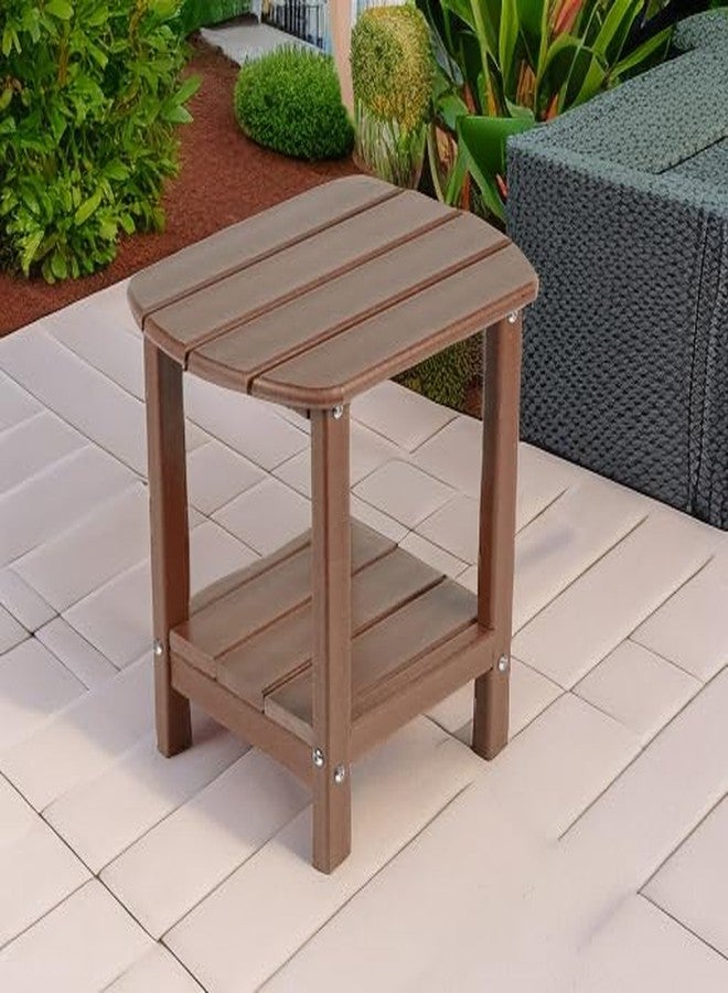 nalone Adirondack Side Table 16.5" Outdoor Side Table HDPE Plastic Double Adirondack End Table Small Table for Patio(Wood) - Image 5