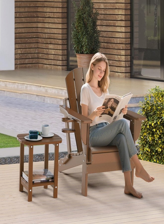 nalone Adirondack Side Table 16.5" Outdoor Side Table HDPE Plastic Double Adirondack End Table Small Table for Patio(Wood) - Image 3