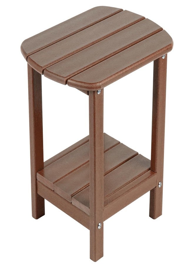 nalone Adirondack Side Table 16.5" Outdoor Side Table HDPE Plastic Double Adirondack End Table Small Table for Patio(Wood) - Image 1