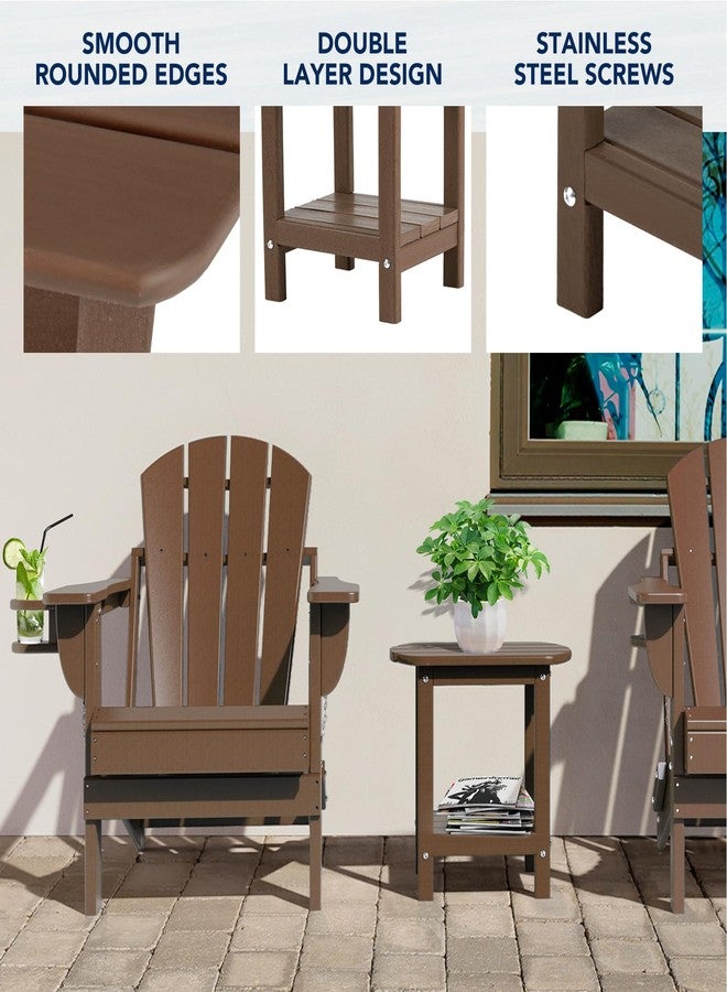 nalone Adirondack Side Table 16.5" Outdoor Side Table HDPE Plastic Double Adirondack End Table Small Table for Patio(Wood) - Image 2