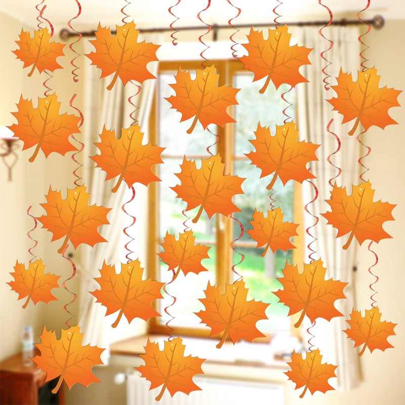 KatchOn, Fall Leaves - Pack of 30, No DIY | Hanging Swirls Decorations | Fall Ceiling Decorations for Home, Office, Classroom, Autumn, Thanksgiving, Fall Decor | Thanksgiving Hanging Decoration - Image 1