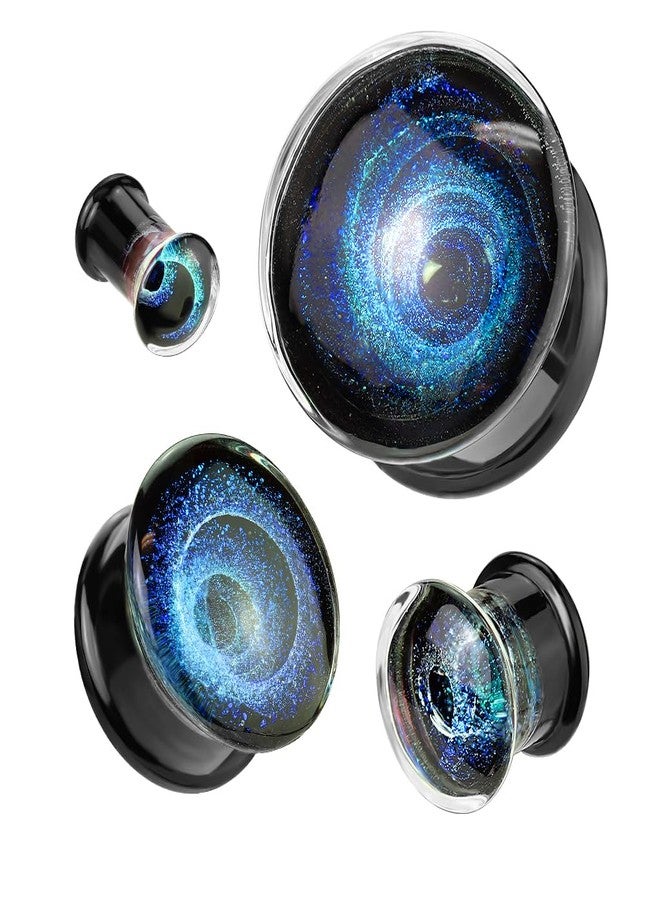 Pierced Owl Blue Vortex Galaxy Pyrex Glass Double Flared Plugs, Sold as a Pair (6mm (2GA)) - Image 4