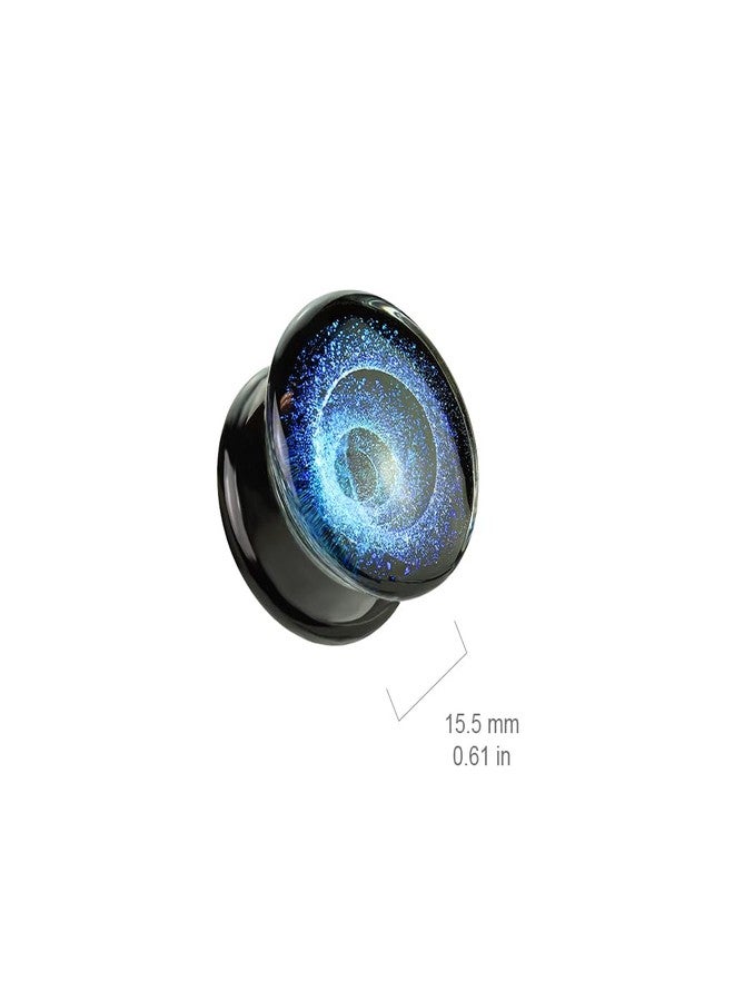 Pierced Owl Blue Vortex Galaxy Pyrex Glass Double Flared Plugs, Sold as a Pair (6mm (2GA)) - Image 2